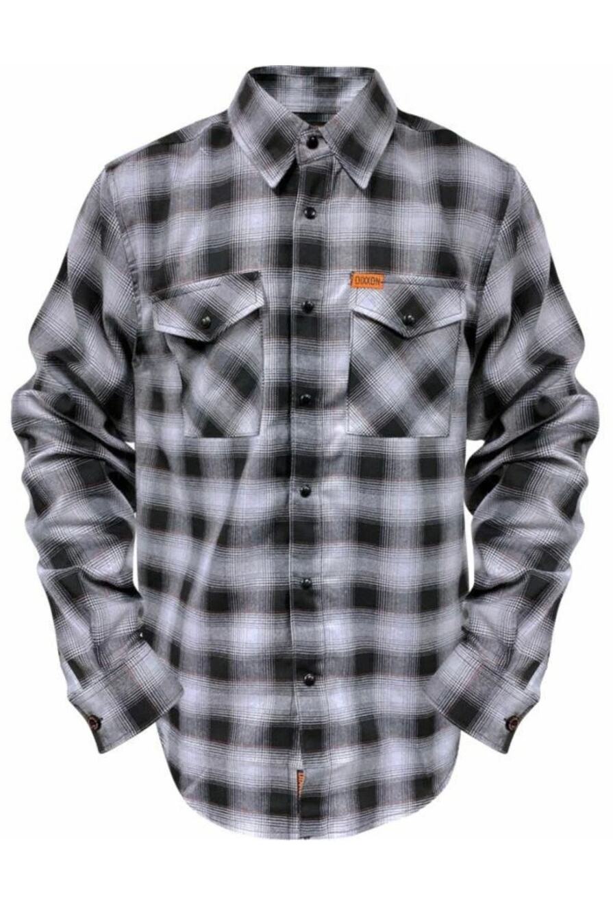 Dixxon Flannel Big Twin Plaid Snap Front Long Sleeve Shirt Men's 2X Black Gray